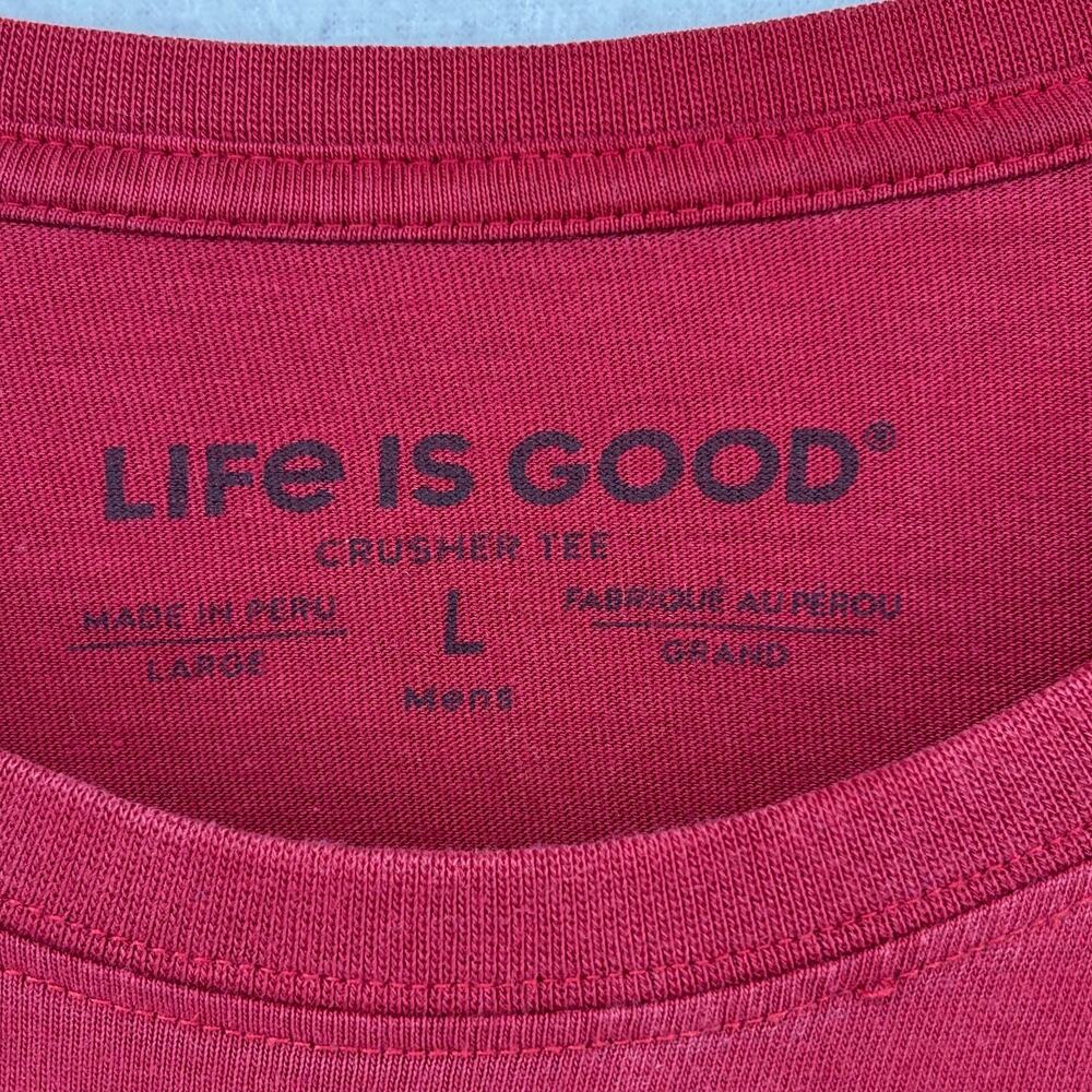LIFE IS GOOD Shirt Mens L I'll Be Watching You Dog Long Sleeve Crusher Tee Red - Picture 5 of 12